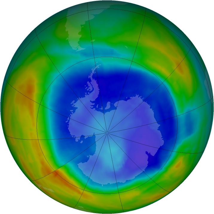Antarctic ozone map for 05 September 2014